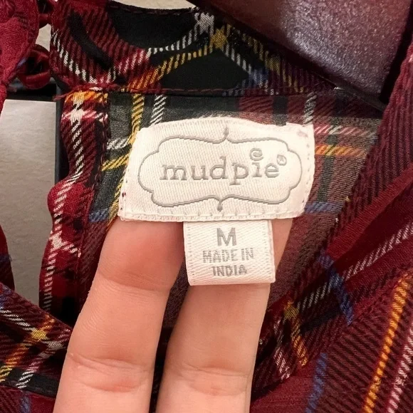 Mudpie Tartan Plaid Sheer Ruffle Chiffon Blouse Sz M - Picture 9 of 12